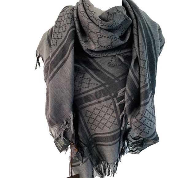 Gucci GG Guccissima Black/Grey Survive Silk Scarf - Picture 3 of 6